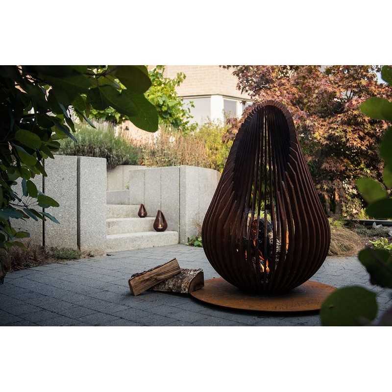 Outdoor Fire Pit Dewdrop Size M In Corten Steel By Glowbus