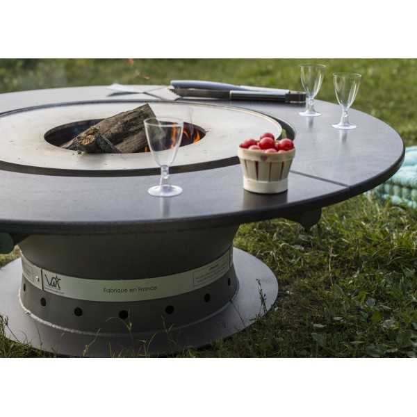 Outdoor Fire Pit BBQ Table Fusion Low Wood & Gas For 8 Persons