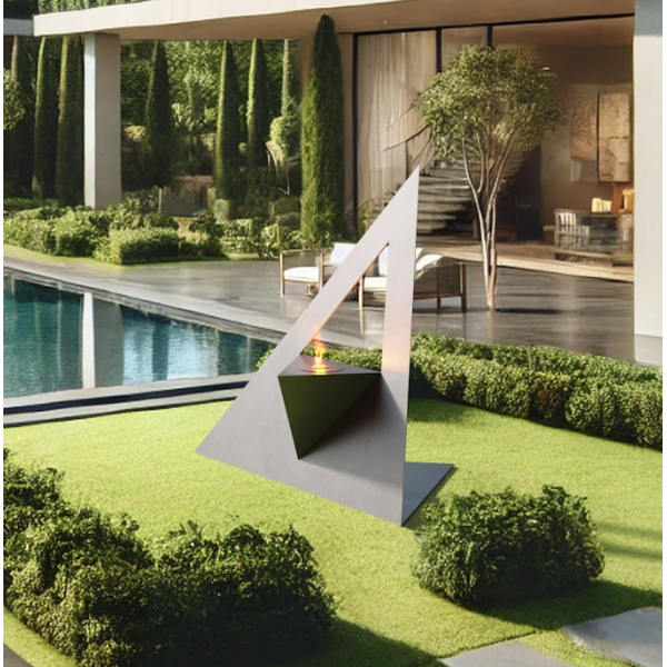 THE FLAME XL Acier Inox - Grande Sculpture Design Jardin Moderne