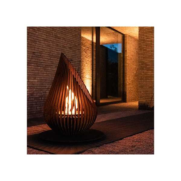 Brasero Ethanol Luxe Interieur Extérieur Acier Corten