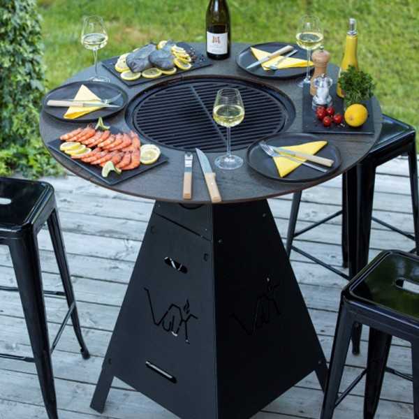 Outdoor table Brazier Barbecue 4 seats MAGMA HIGH BOIS by VULX
