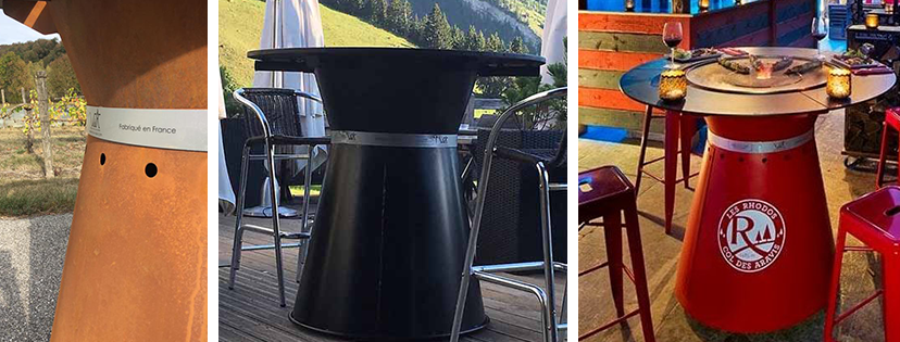 Table Brasero Plancha Fusion RONDE + PIED Ht 40 - CORTEN ou EPOXY VULX -  Barbecues charbon de bois - Jardin Concept